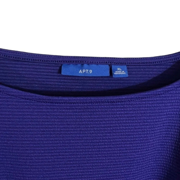 Apt. 9 Purple Blouse XL Knotted Hem Long Sleeves Pullover Ribbed Round Neckline - Picture 6 of 6